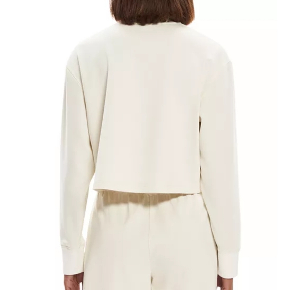 Good Condition Theory Crop Half Zip Sweatshirt In Ivory, Size Medium - Picture 3 of 10